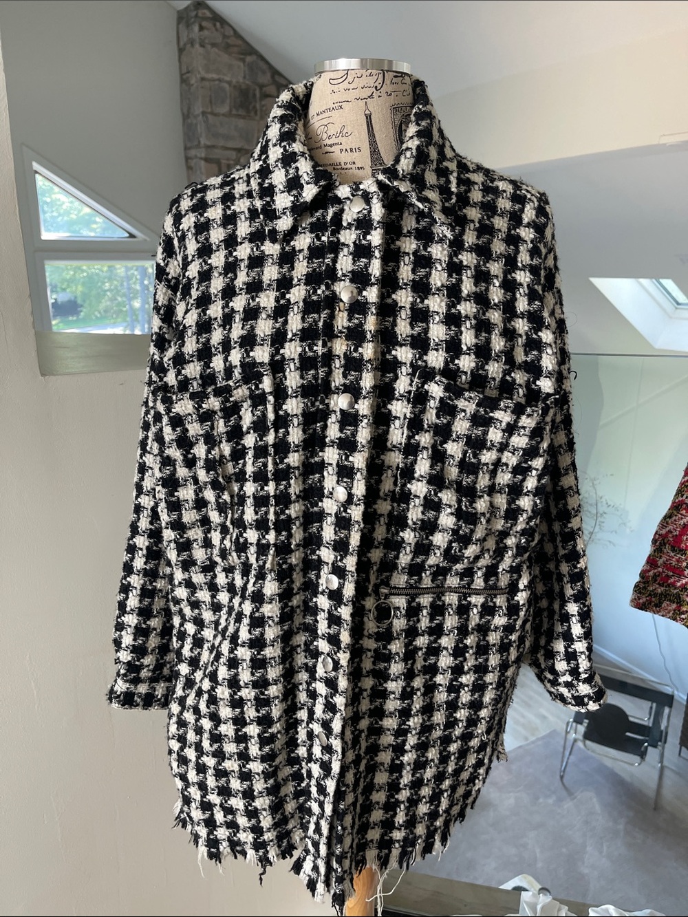 Black & White Houndstooth Tweed Jacket